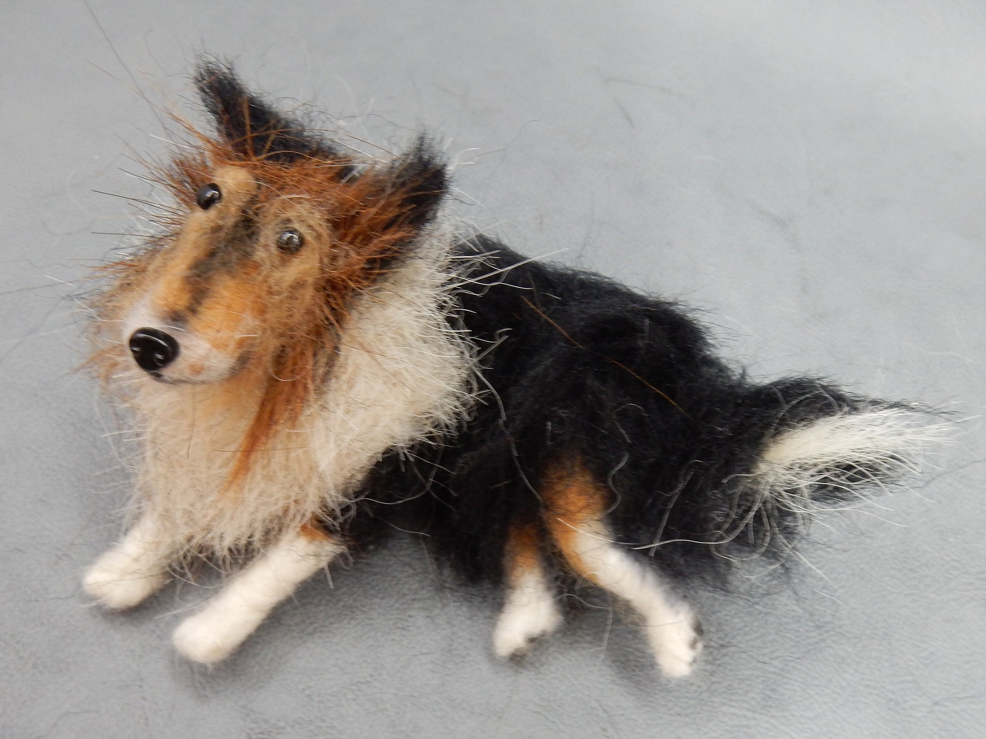 Rough Collie needle felted miniature with hair custom dog replica