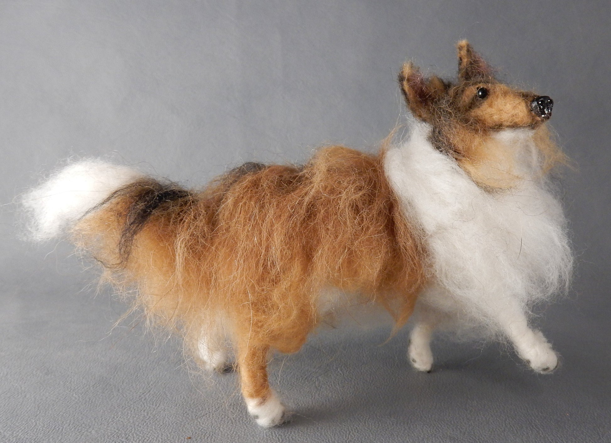 Rough Collie needle felted miniature with hair custom dog replica