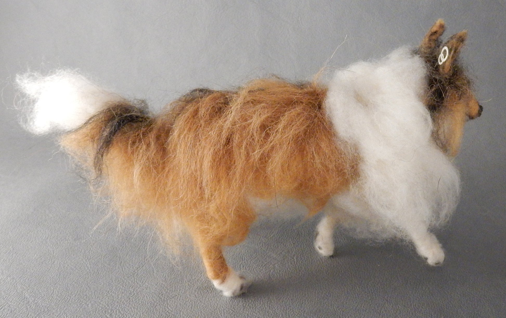 Rough Collie needle felted miniature with hair custom dog replica