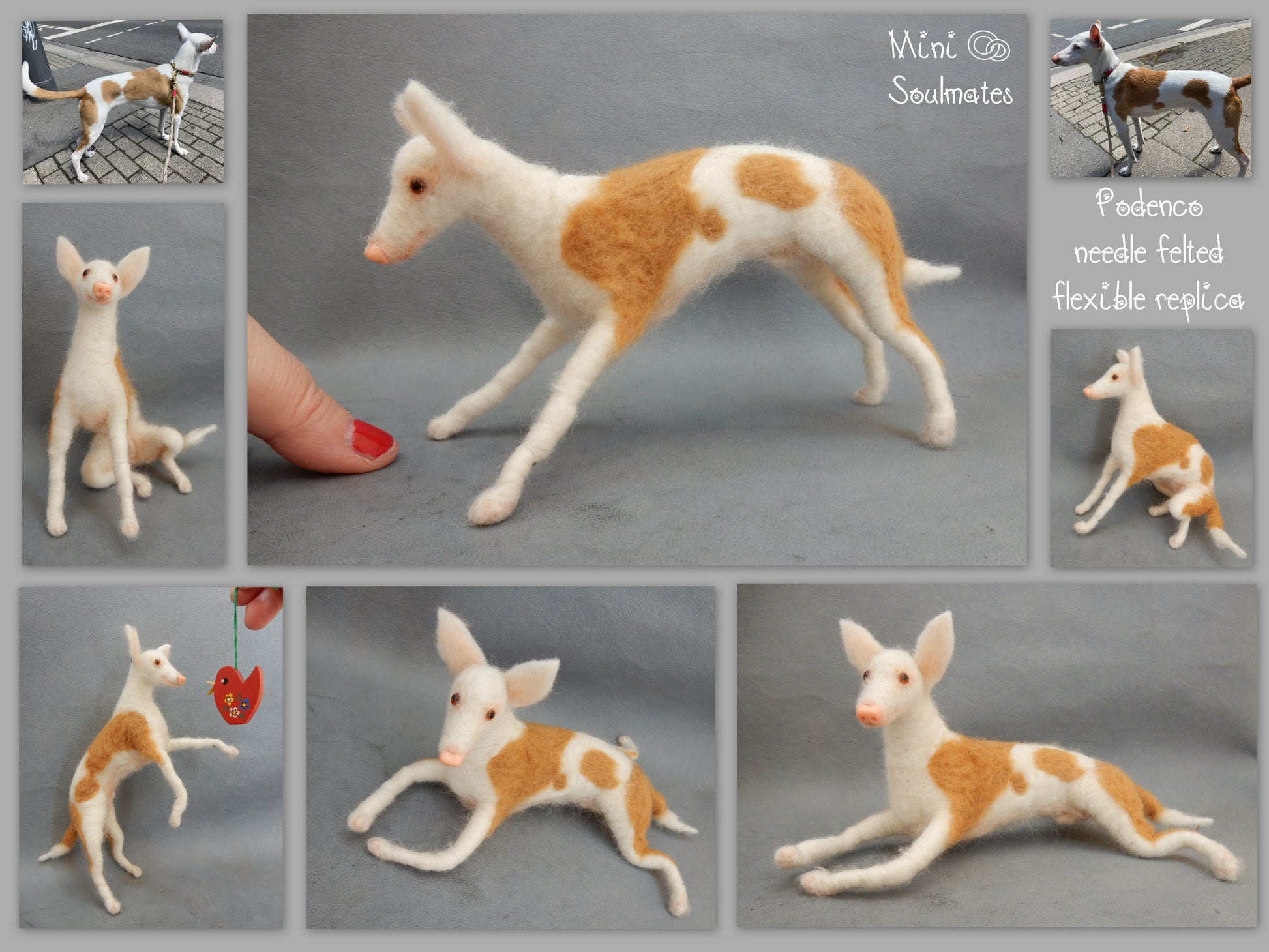 Podenco needle-felt dog miniature look alike keepsake