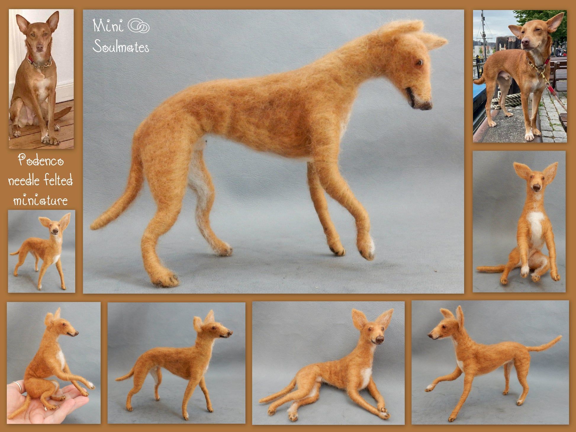 Podenco needle-felt dog miniature look alike keepsake