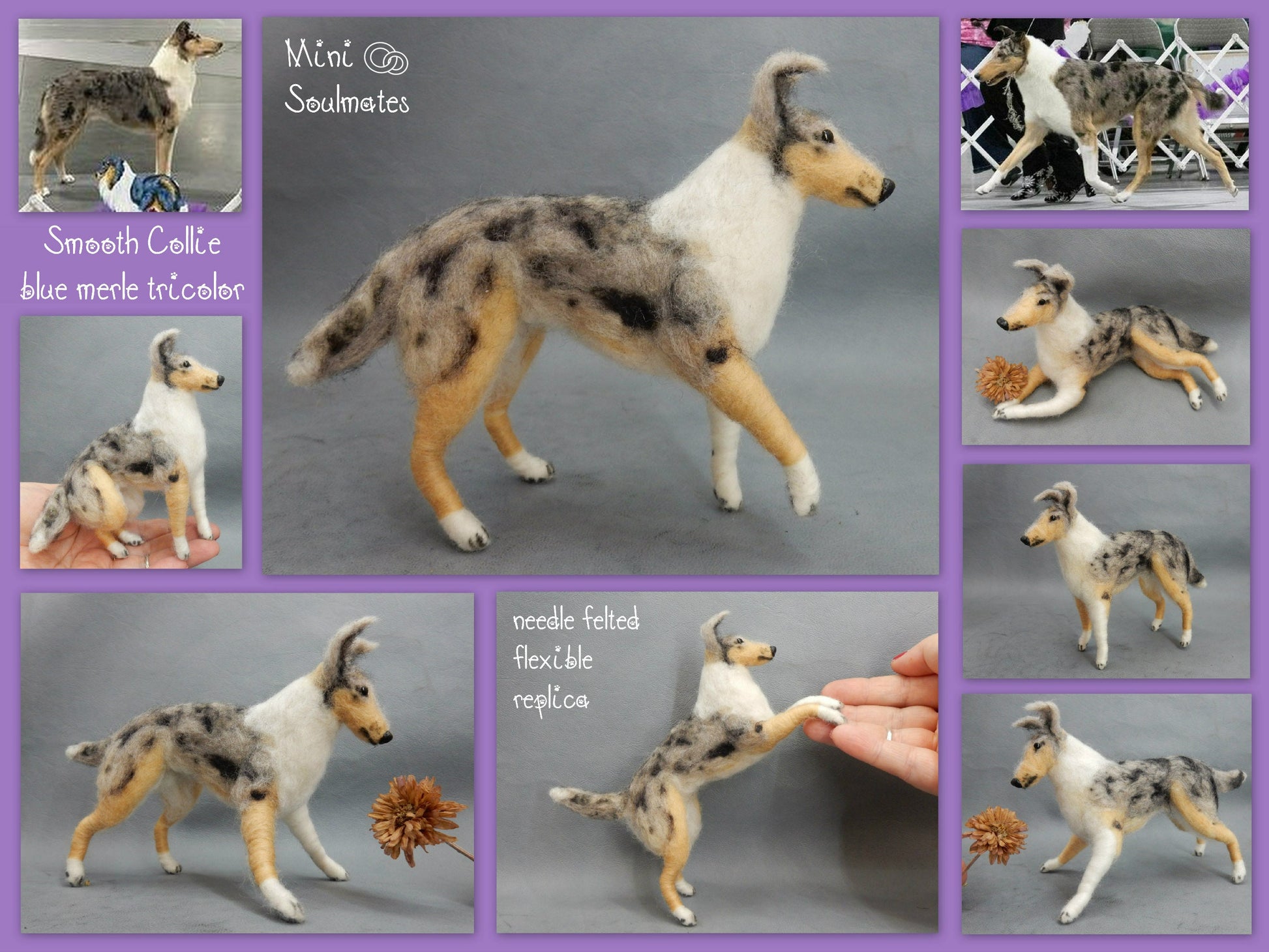 Smooth Collie needle-felted dog miniature figure