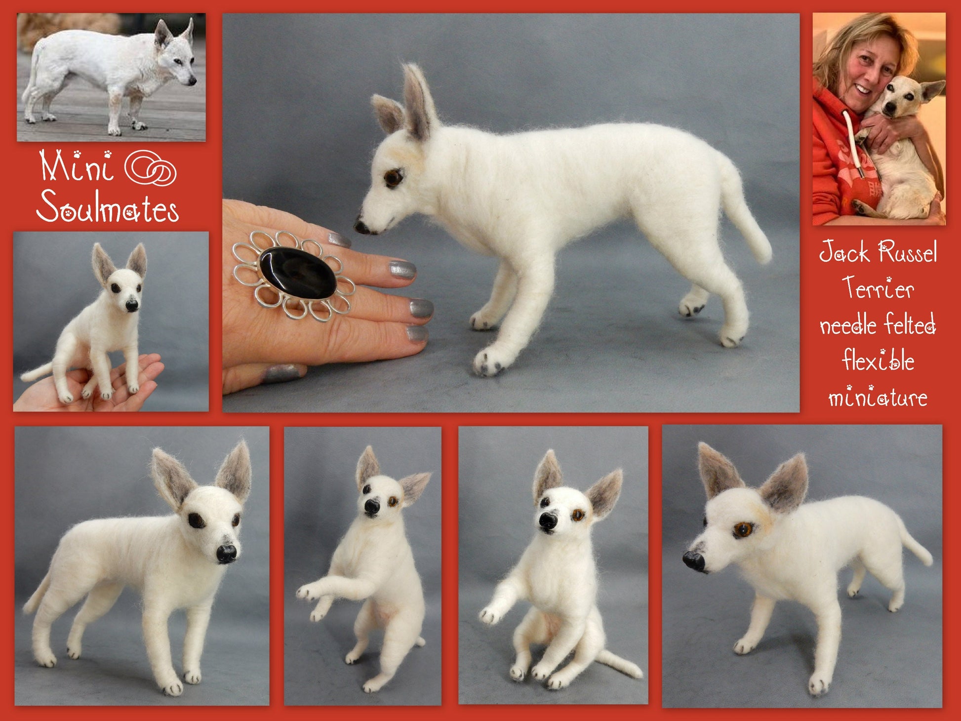 Jack Russell Terrier custom dog replica 3d dog portrait needle felted 