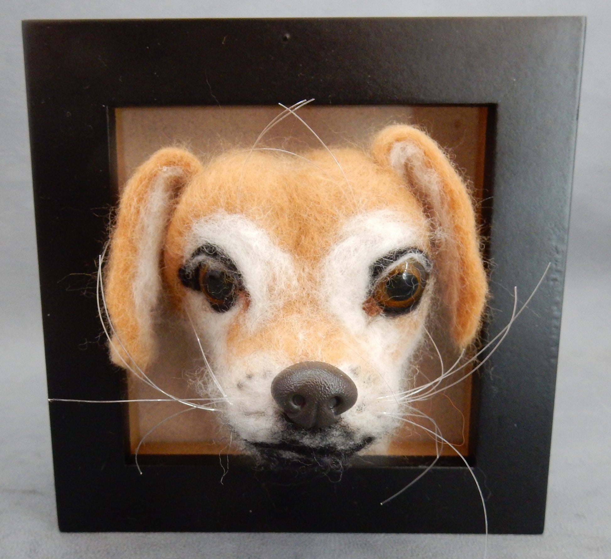 3D dog portrait framed needle-felted dog portrait