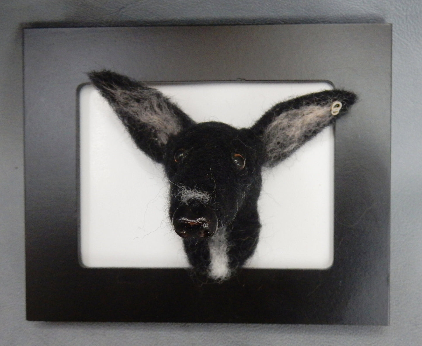 framed needle felted Galgo portrait