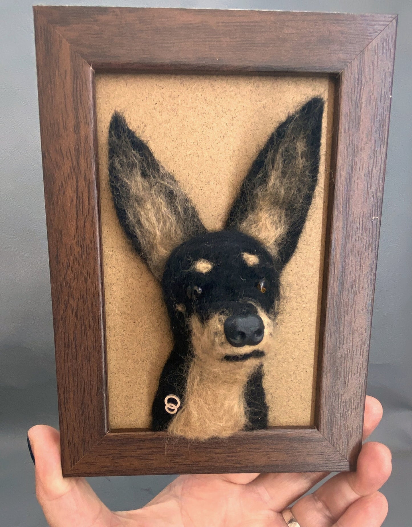 3D dog portrait framed needle-felted dog portrait