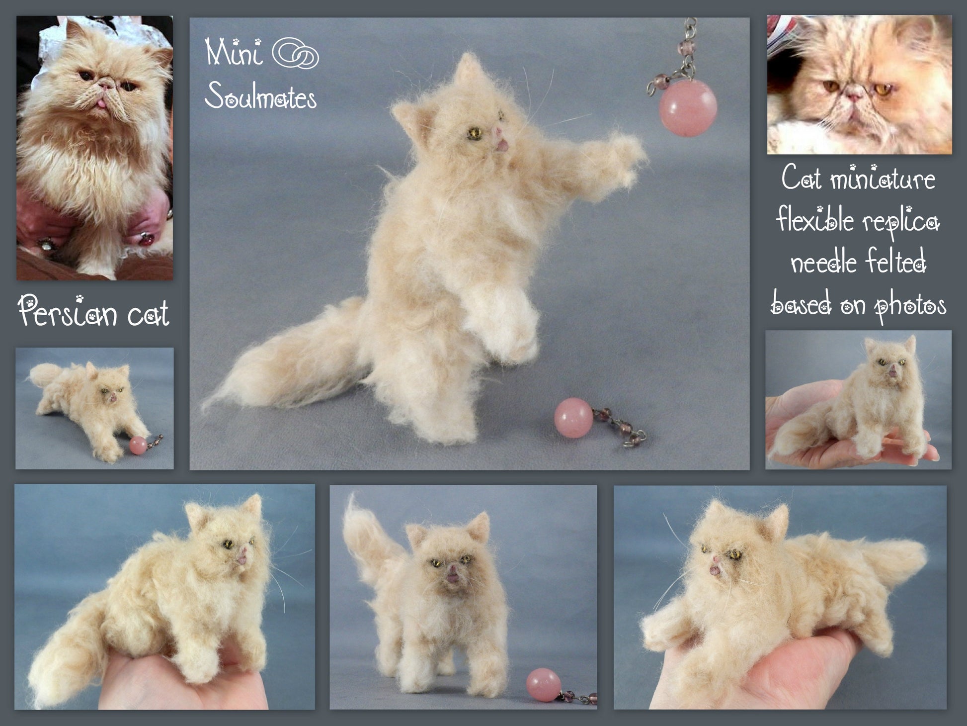 Persian cat needle-felted cat miniature