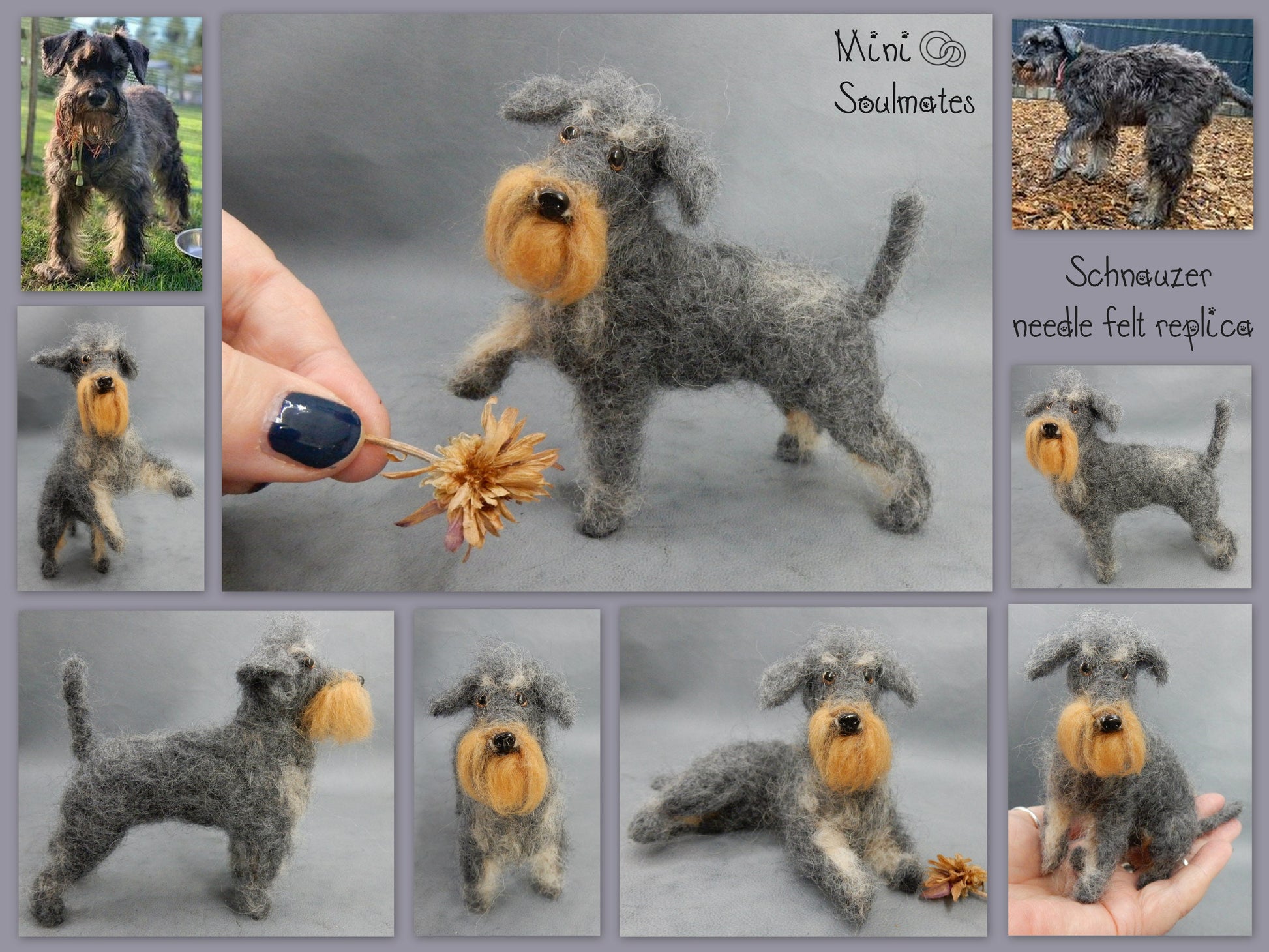 Schnauzer needle felt replica Kerry Blue Terrier dog sculpture