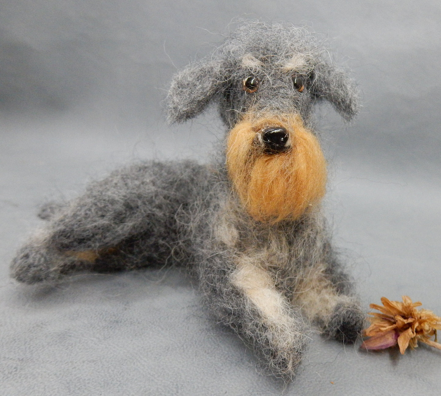 Schnauzer needle felt replica Kerry Blue Terrier dog sculpture