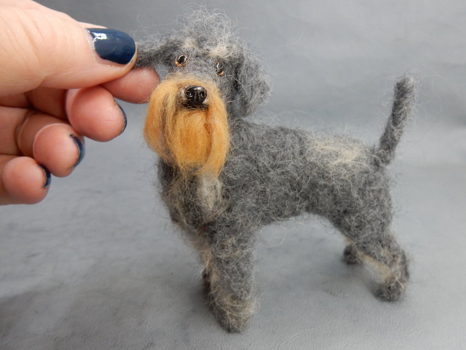 Schnauzer needle felt replica Kerry Blue Terrier dog sculpture