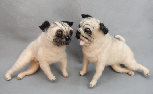  needle felted Pug art memorial gift