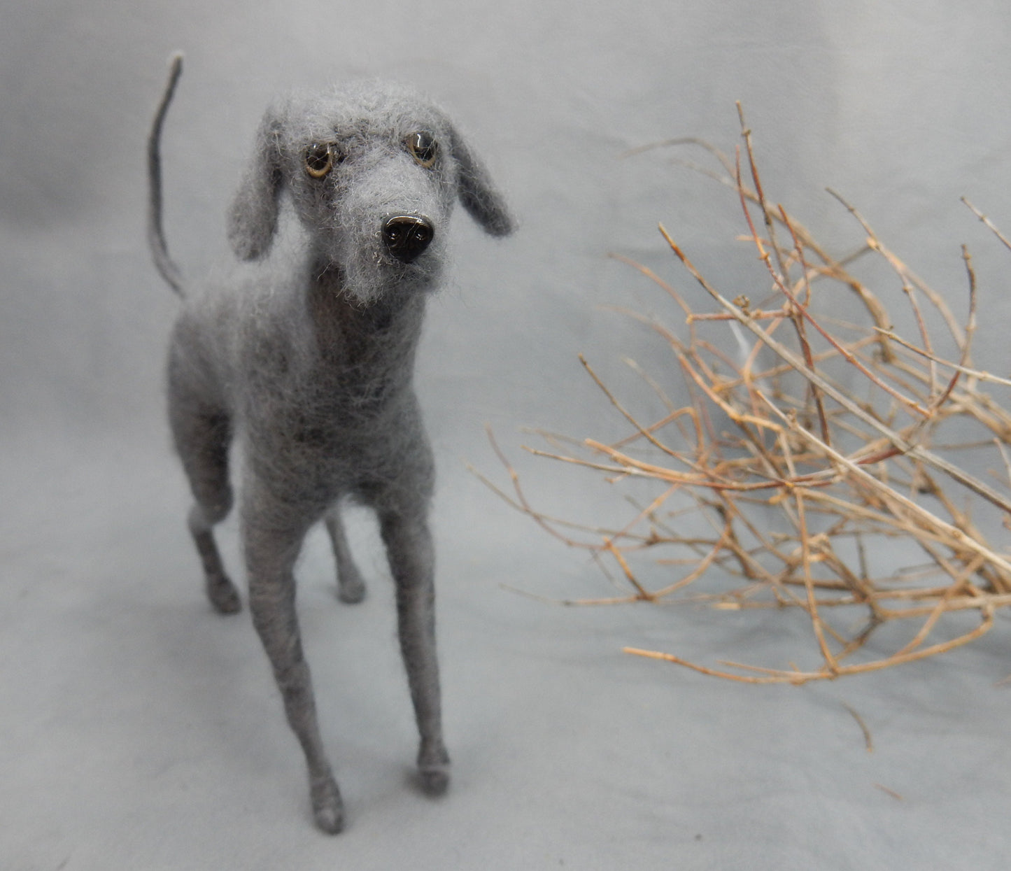 Weimaraner miniature needle-felted dog replica