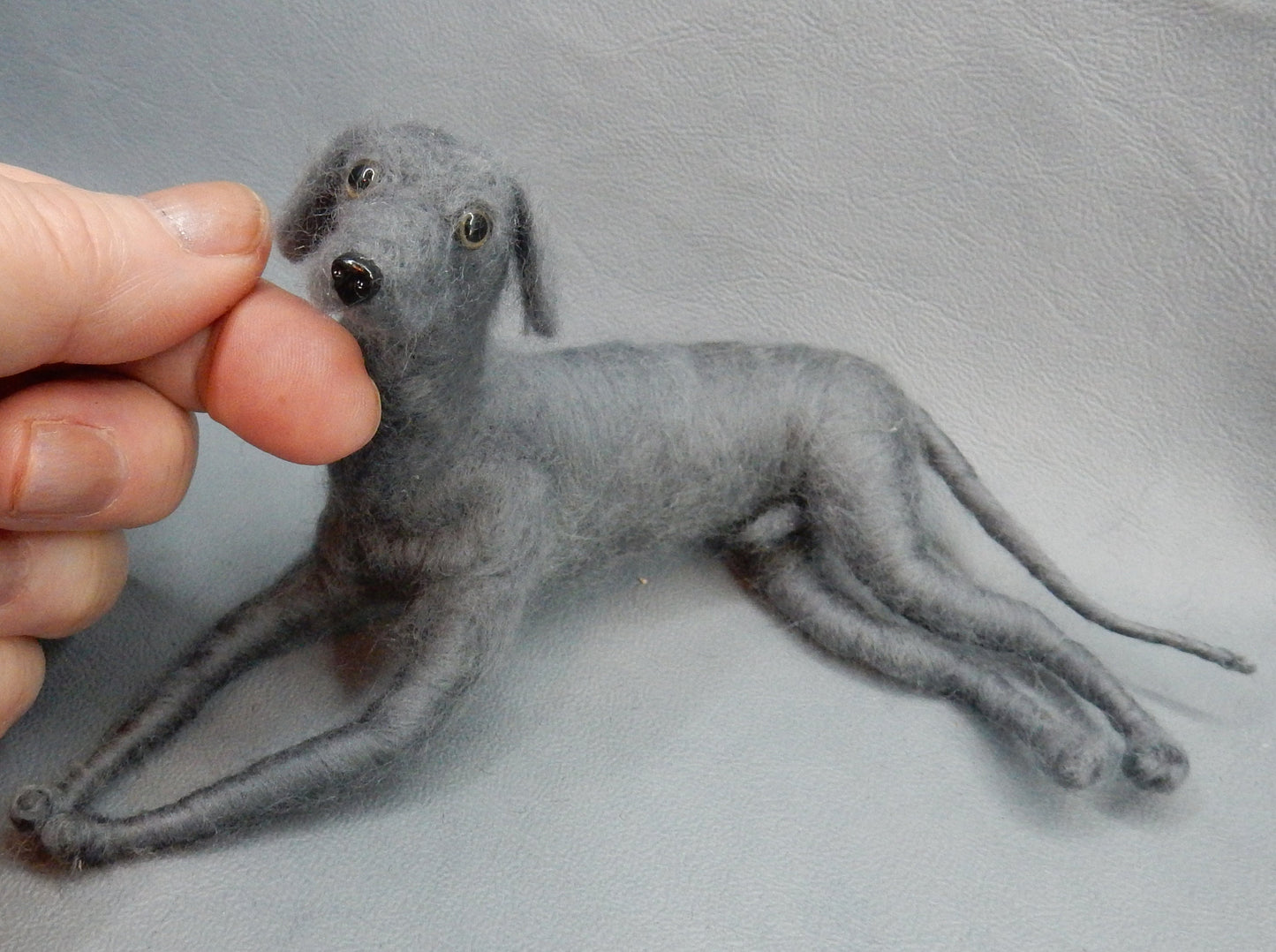 Weimaraner miniature needle-felted dog replica