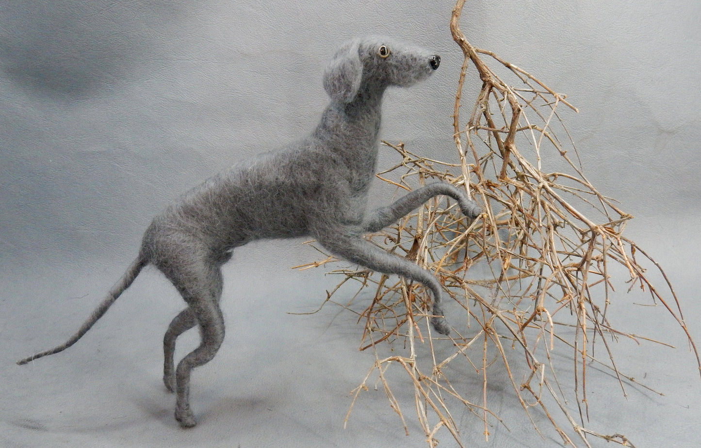 Weimaraner miniature needle-felted dog replica