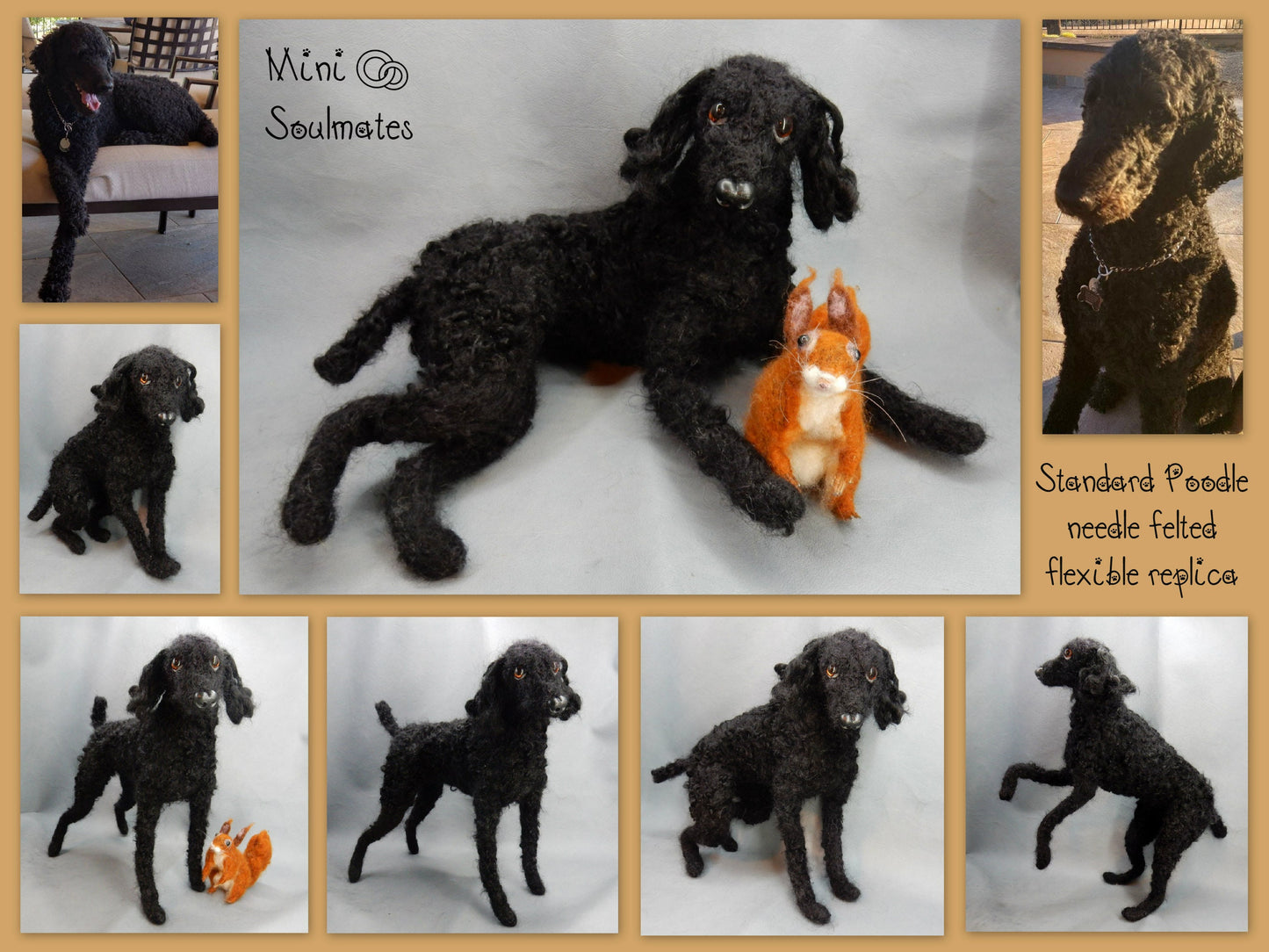 black Poodle needle-felted dog miniature