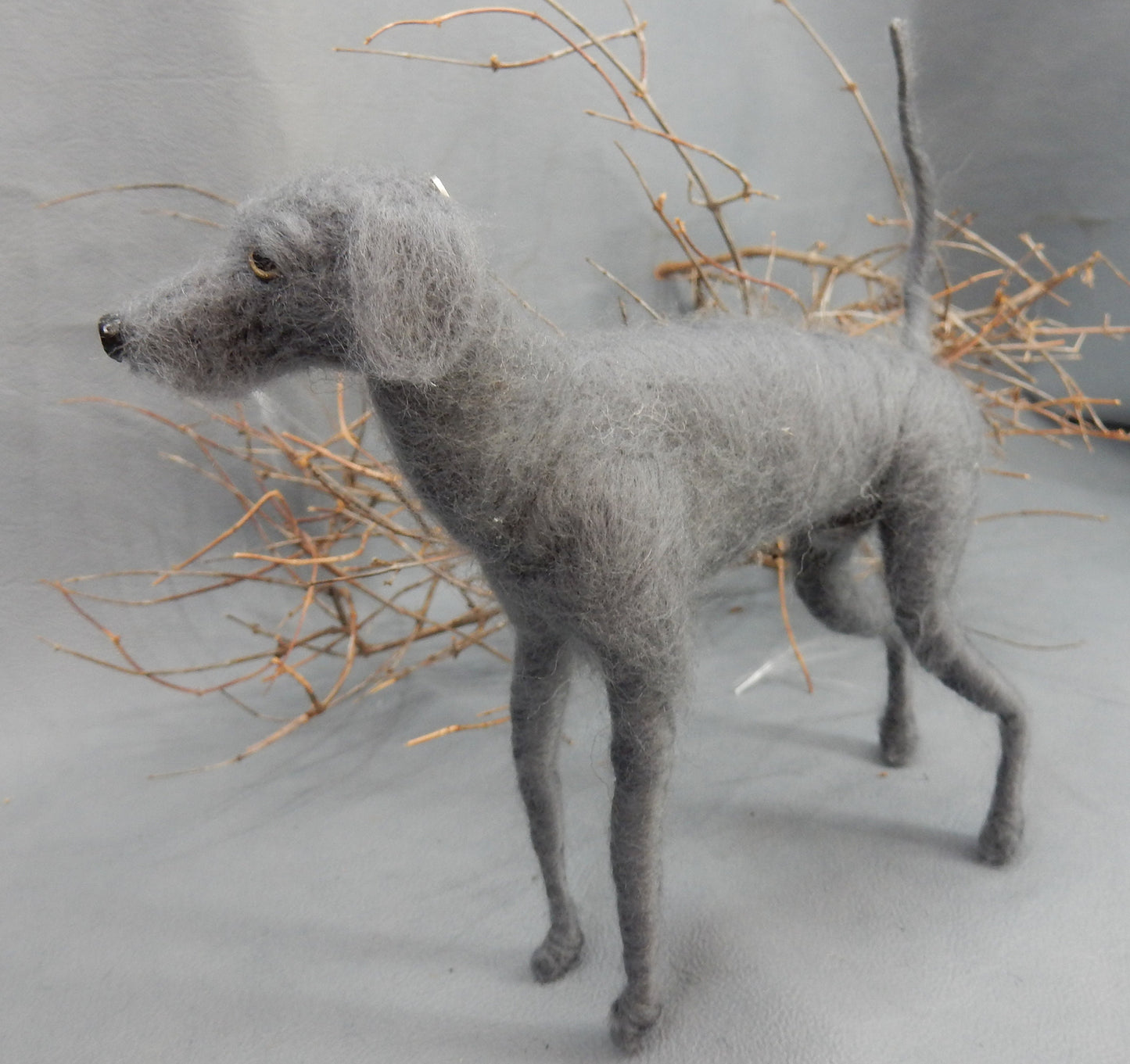 Weimaraner miniature needle-felted dog replica