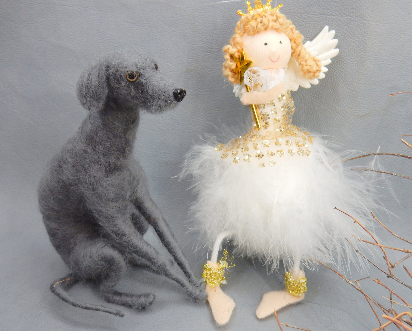 Weimaraner miniature needle-felted dog replica