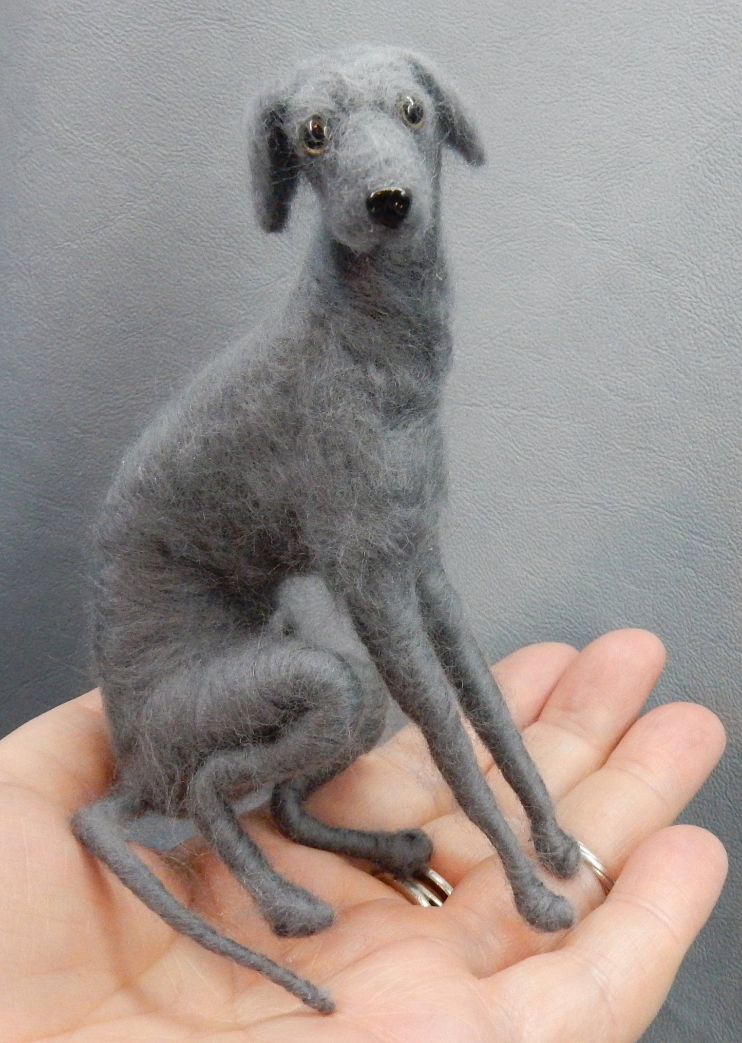 Weimaraner miniature needle-felted dog replica