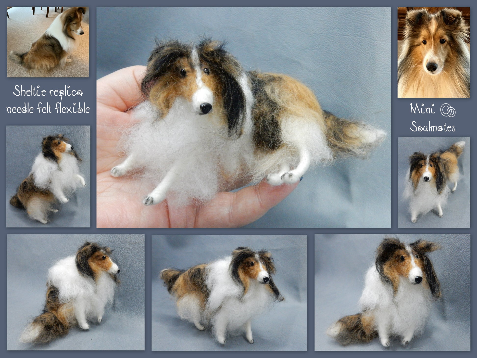 Sheltie needle-felted dog miniature Rough Collie dog replica