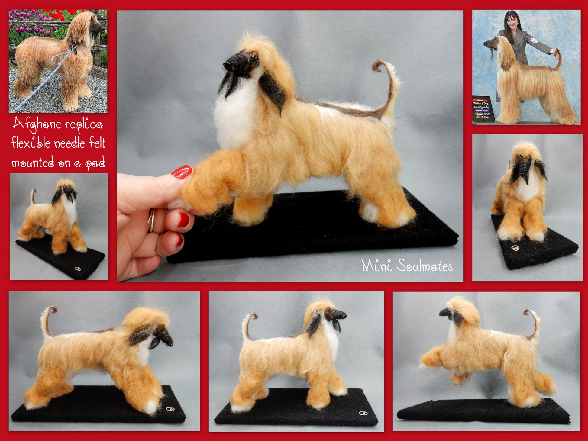 Afghan mount custom-felted dog replica