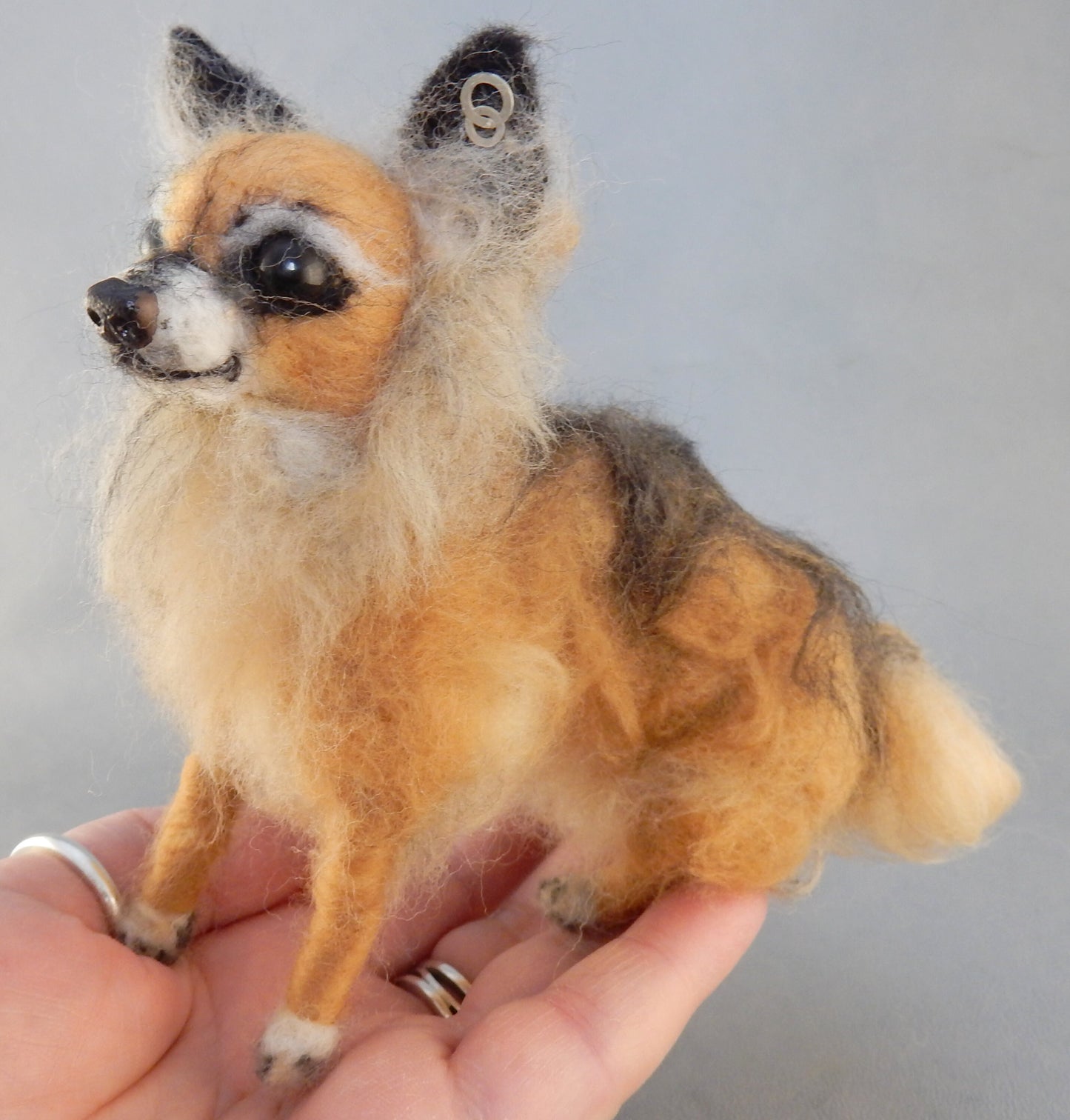 Red Chihuahua custom-felted dog miniature