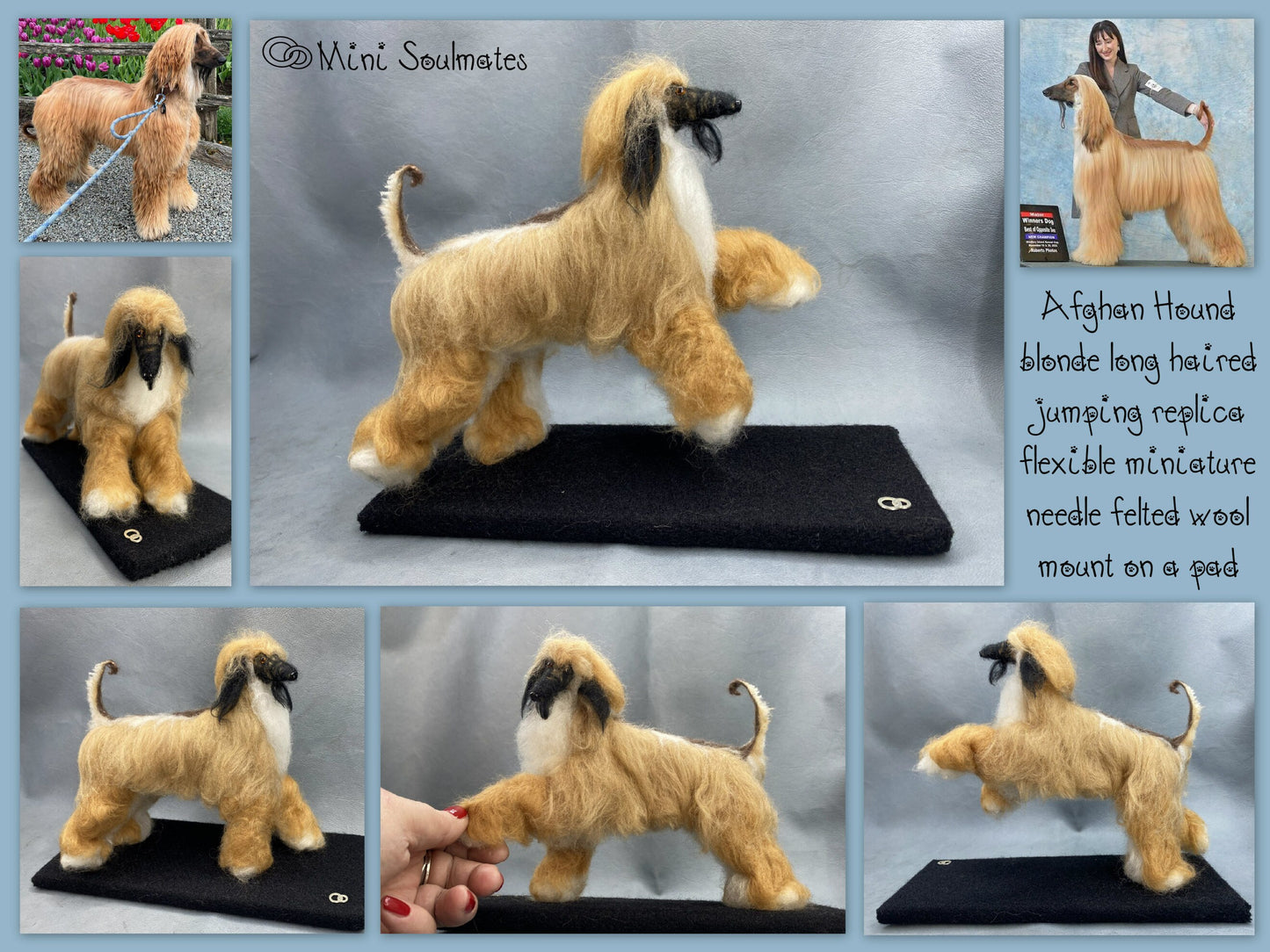 Afghan mount custom-felted dog replica