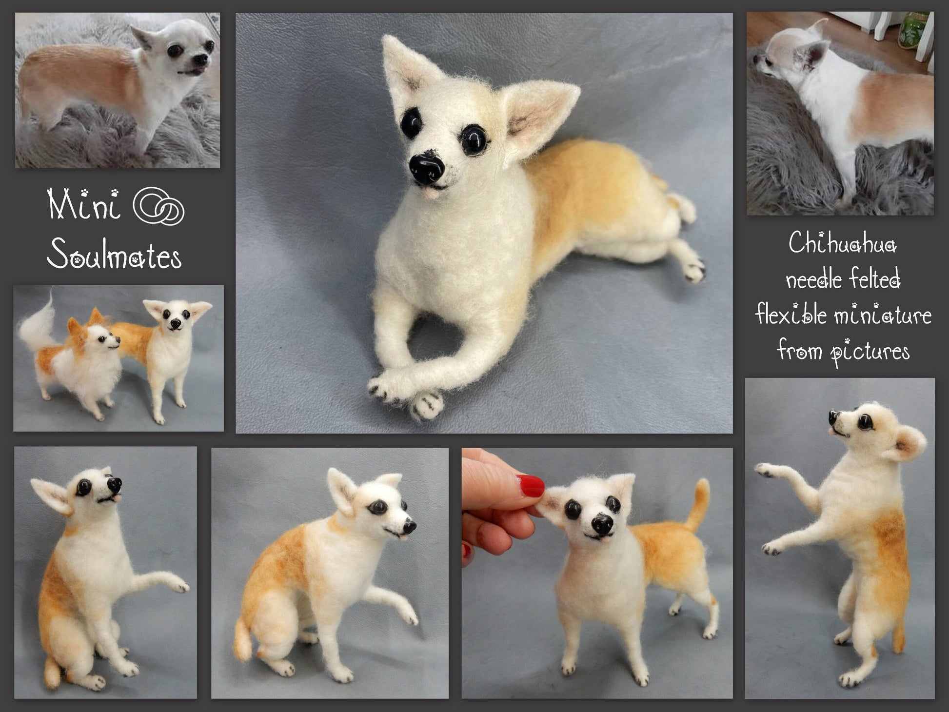 Red Chihuahua custom-felted dog miniature