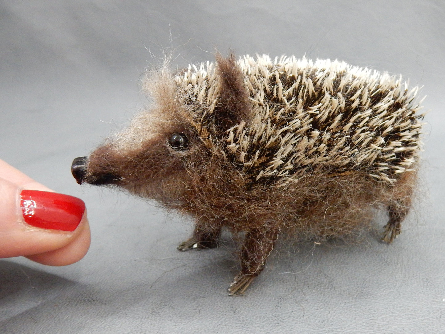 needle-felt hedgehog wool replica