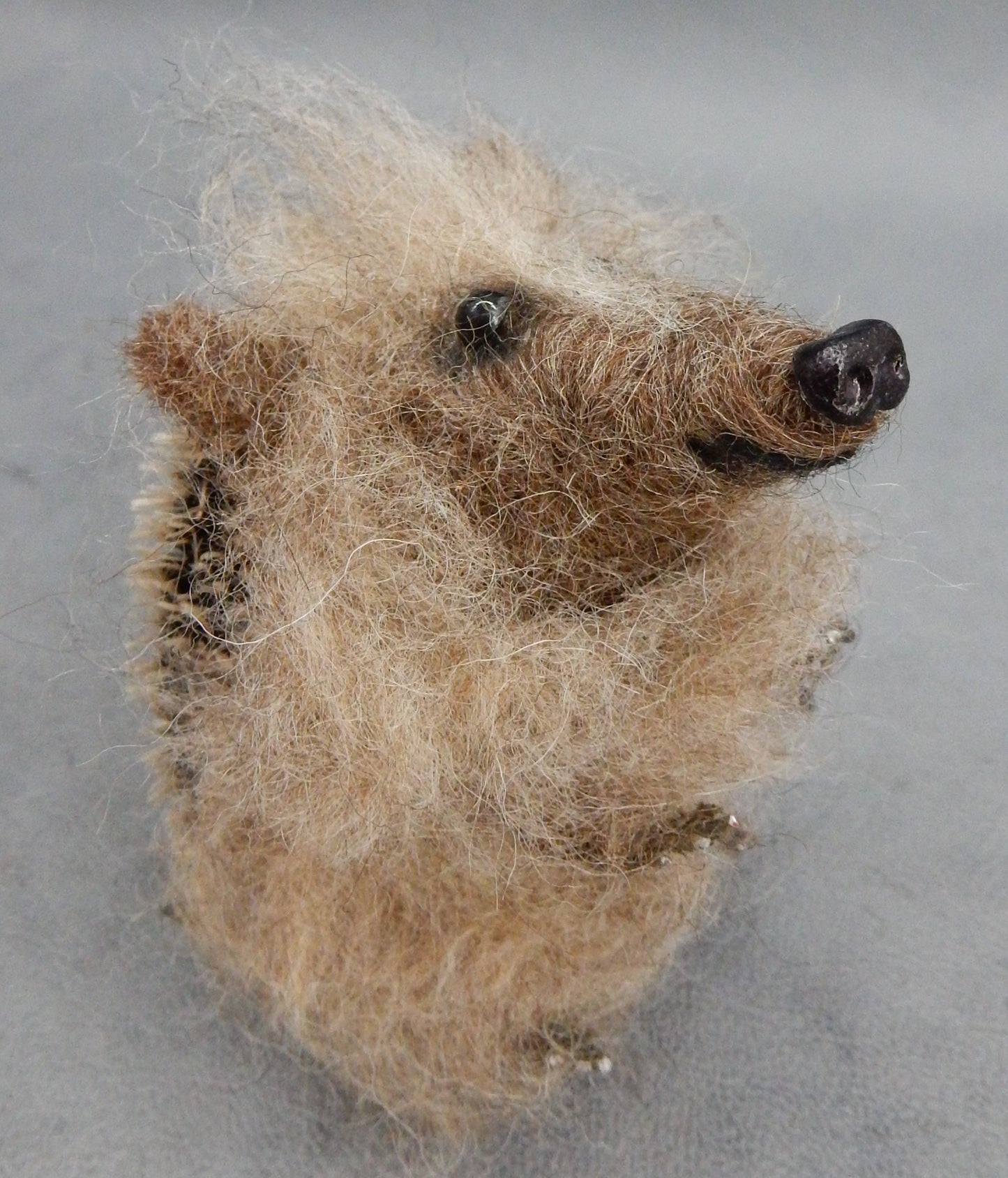 needle-felt hedgehog wool replica