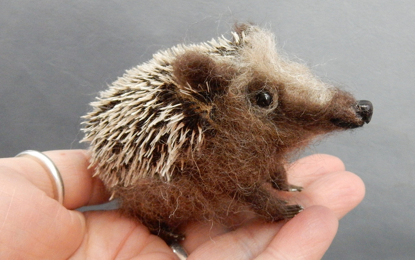 needle-felt hedgehog wool replica