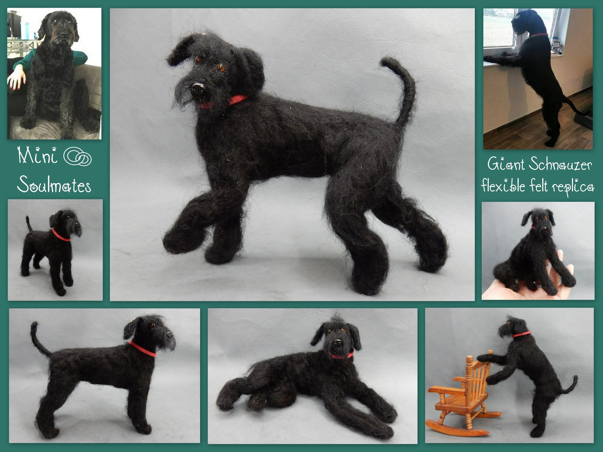 Schnauzer needle felt replica Kerry Blue Terrier dog sculpture