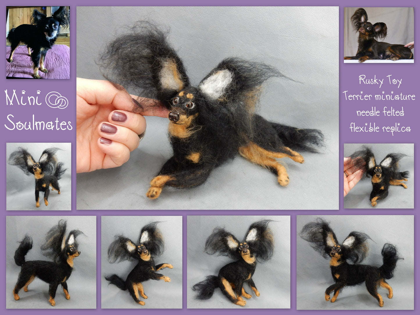 needle felted dog Russkiy Toy Terrier custom dog replica