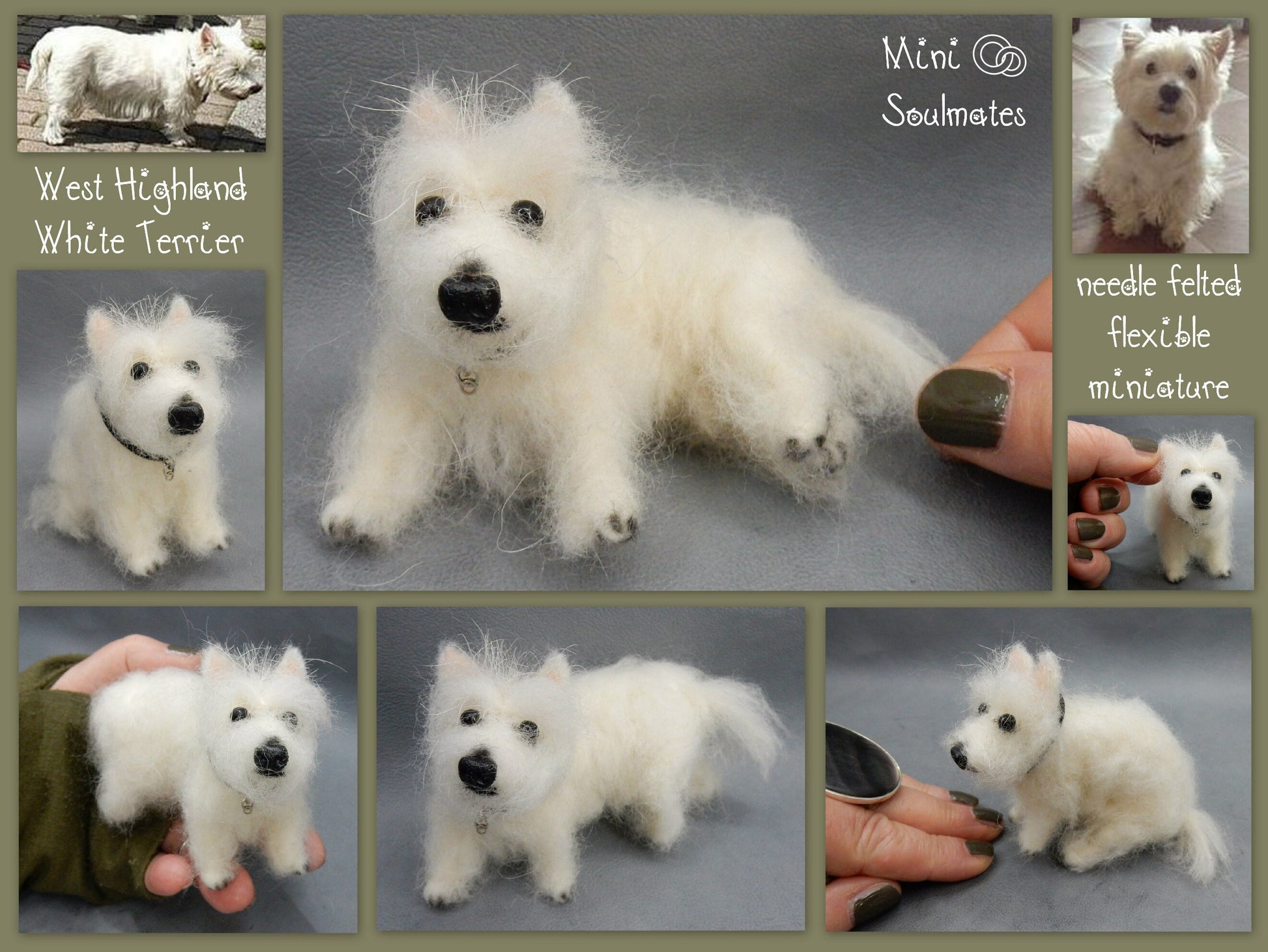 Westie felted with dog hair needle-felted dog miniature