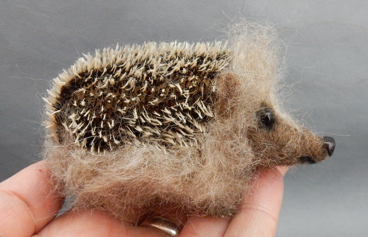 needle-felt hedgehog wool replica