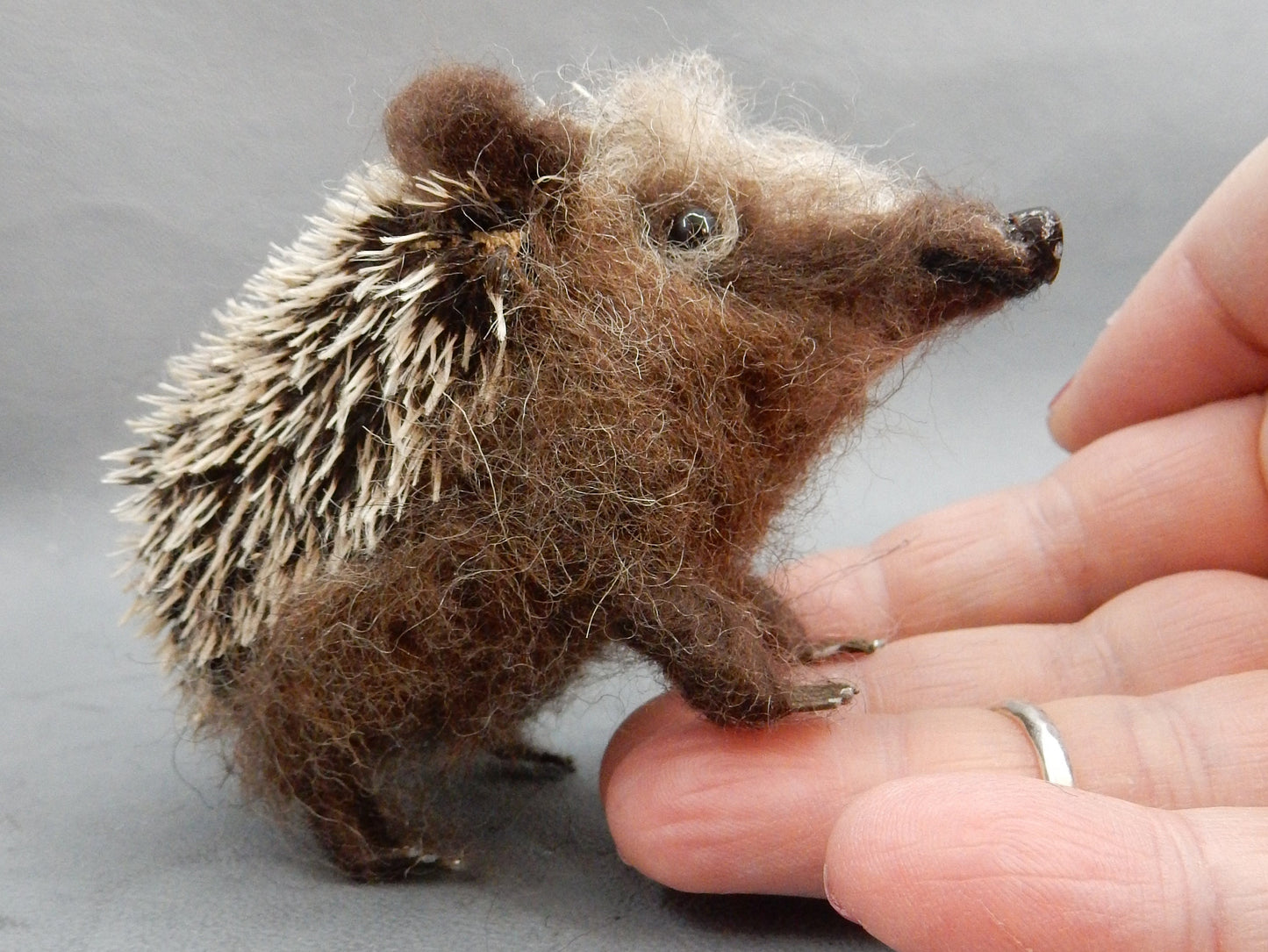 needle-felt hedgehog wool replica