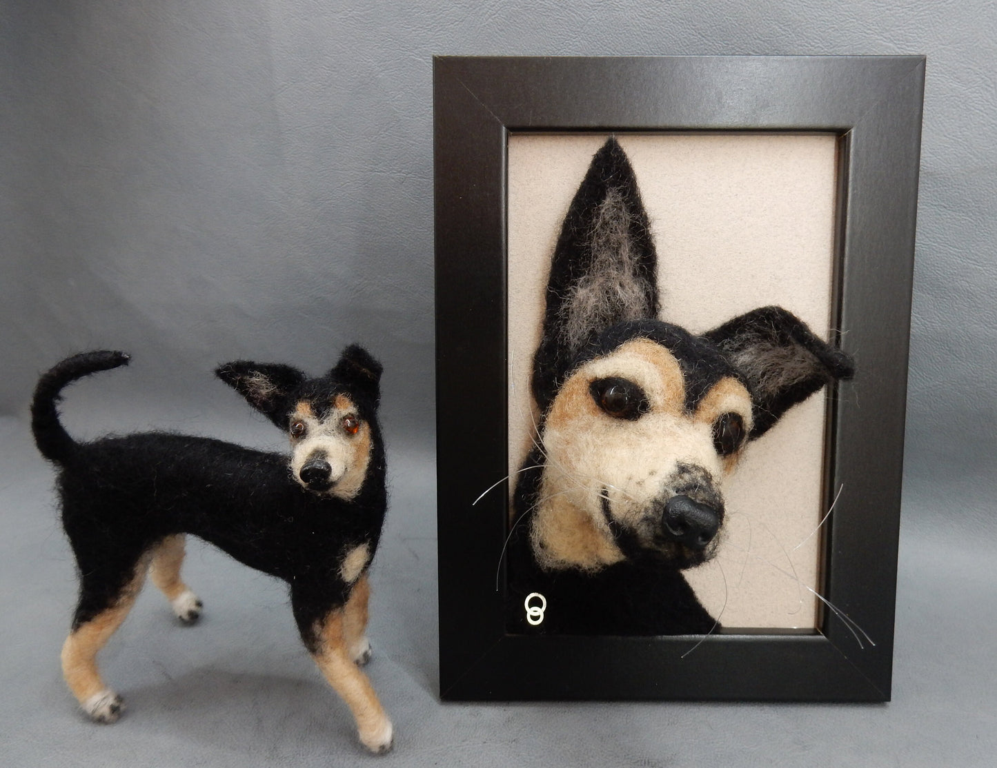 3D dog portrait framed needle-felted dog portrait