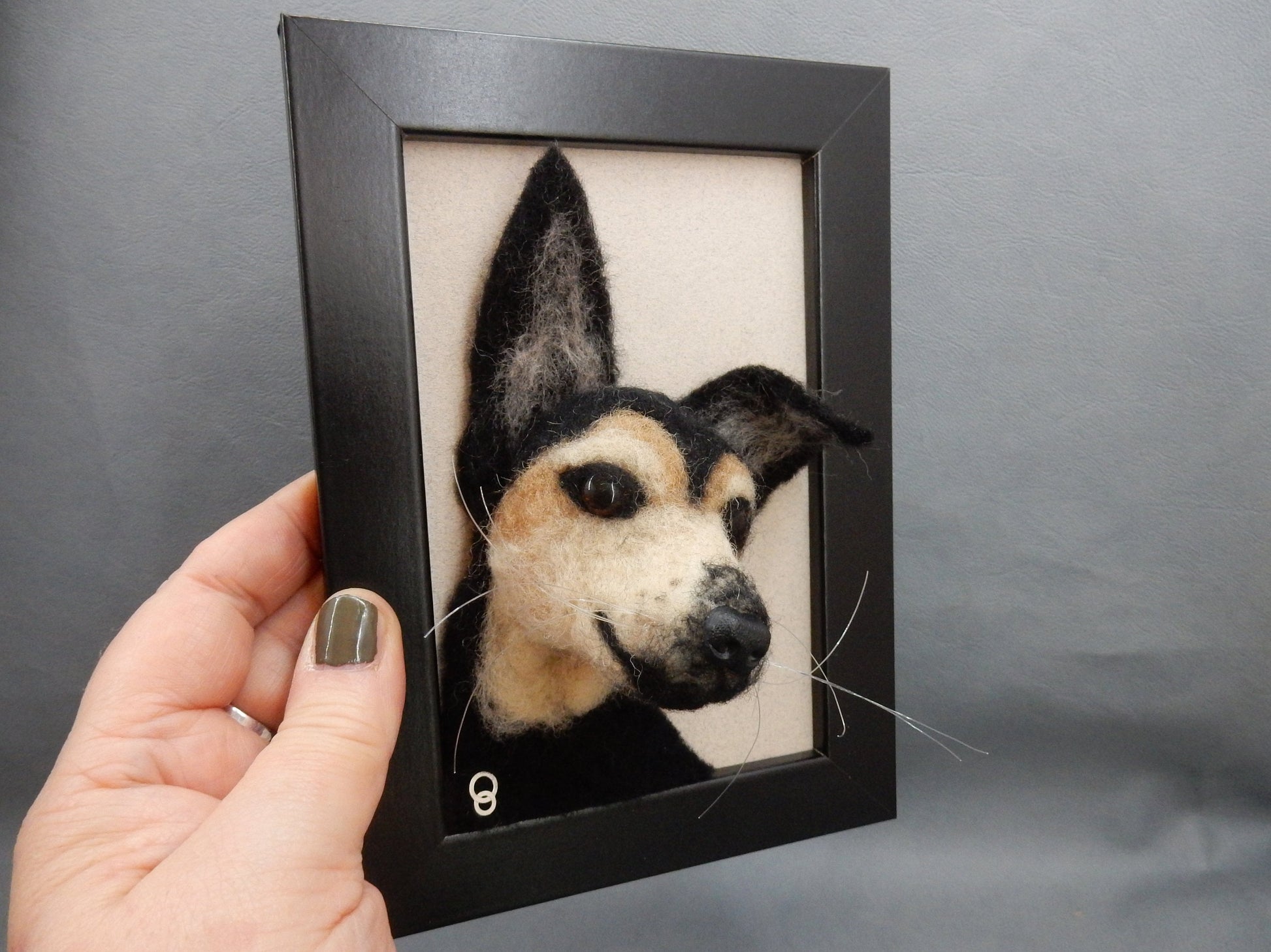 3D dog portrait framed needle-felted dog portrait