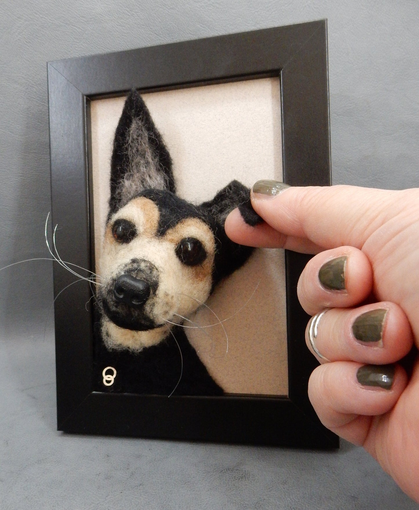 3D dog portrait framed needle-felted dog portrait