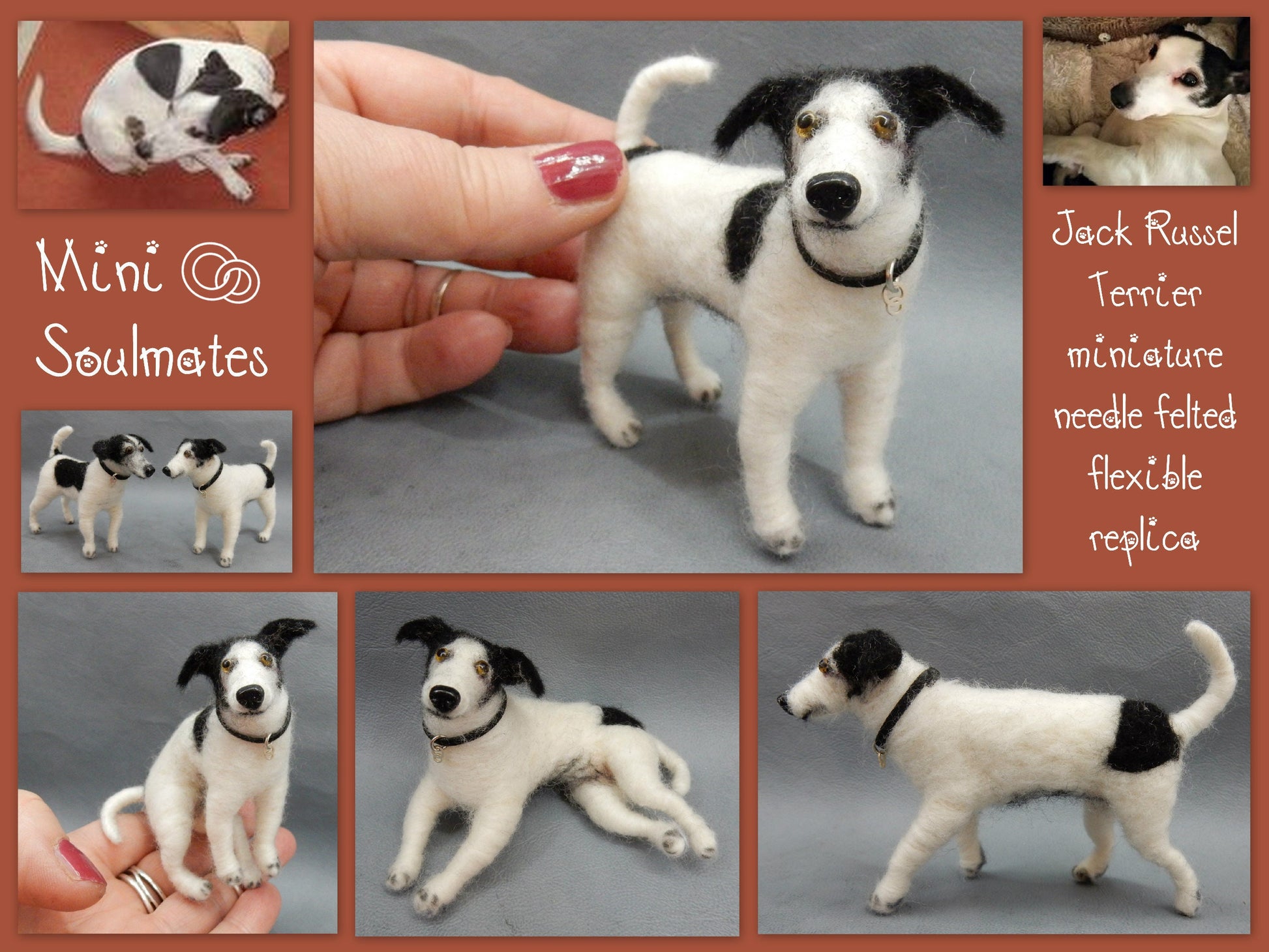 Jack Russell Terrier custom dog replica 3d dog portrait needle felted 