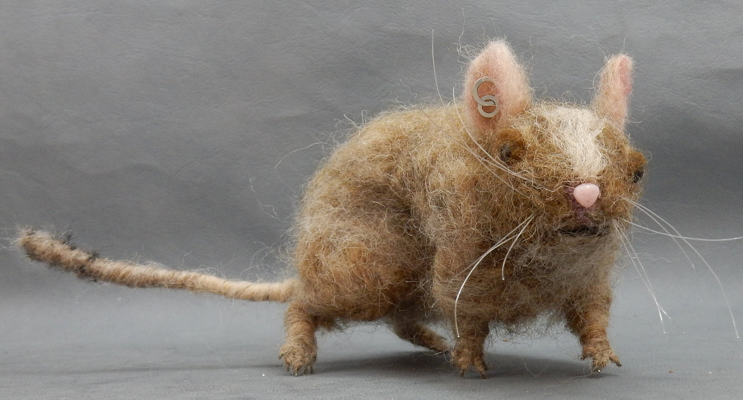 Faux taxidermy rat needle felted mouse wool replica