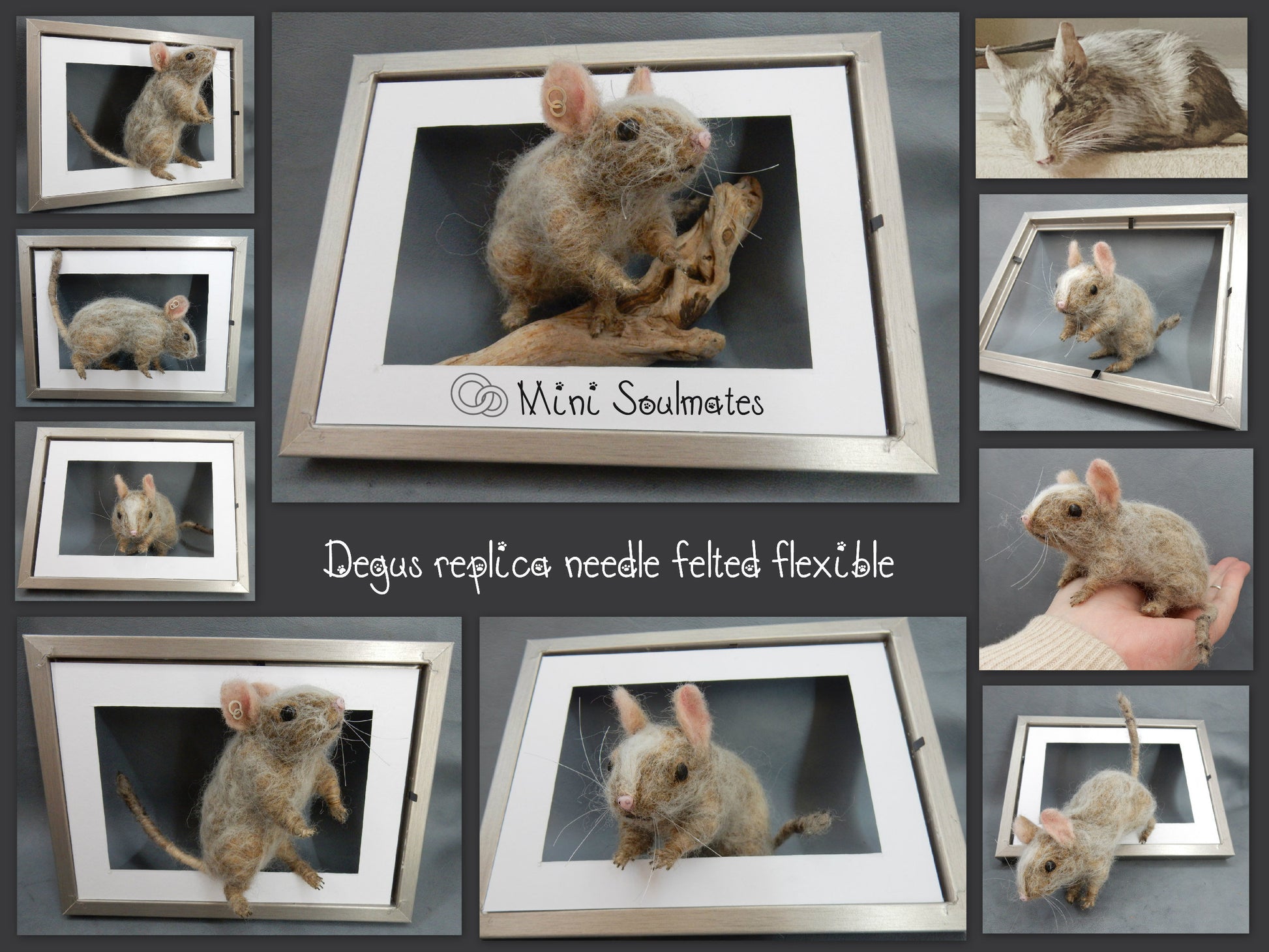 Faux taxidermy rat needle felted mouse wool replica