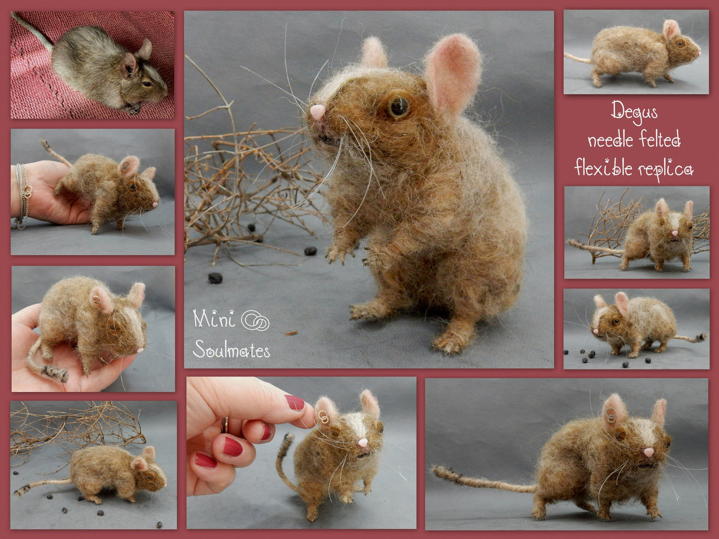 Faux taxidermy rat needle felted mouse wool replica