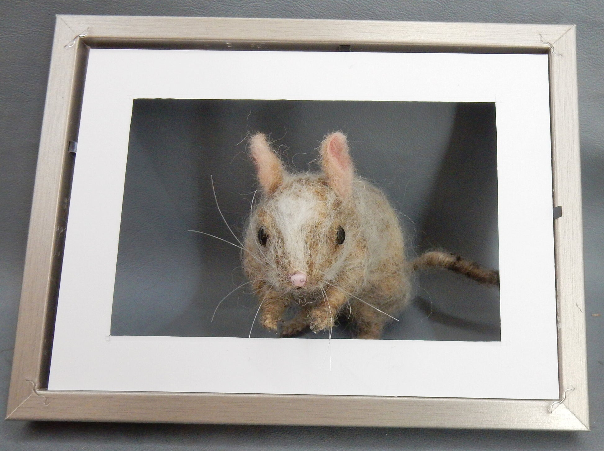 Rodent replica life-size needle-felted degu replica