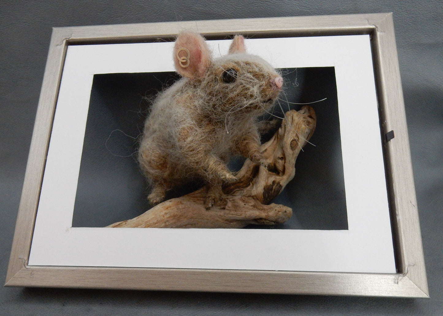 Faux taxidermy rat needle felted mouse wool replica