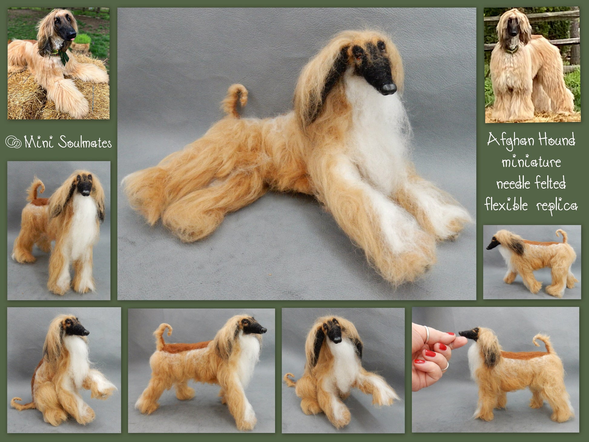 Afghan mount custom-felted dog replica