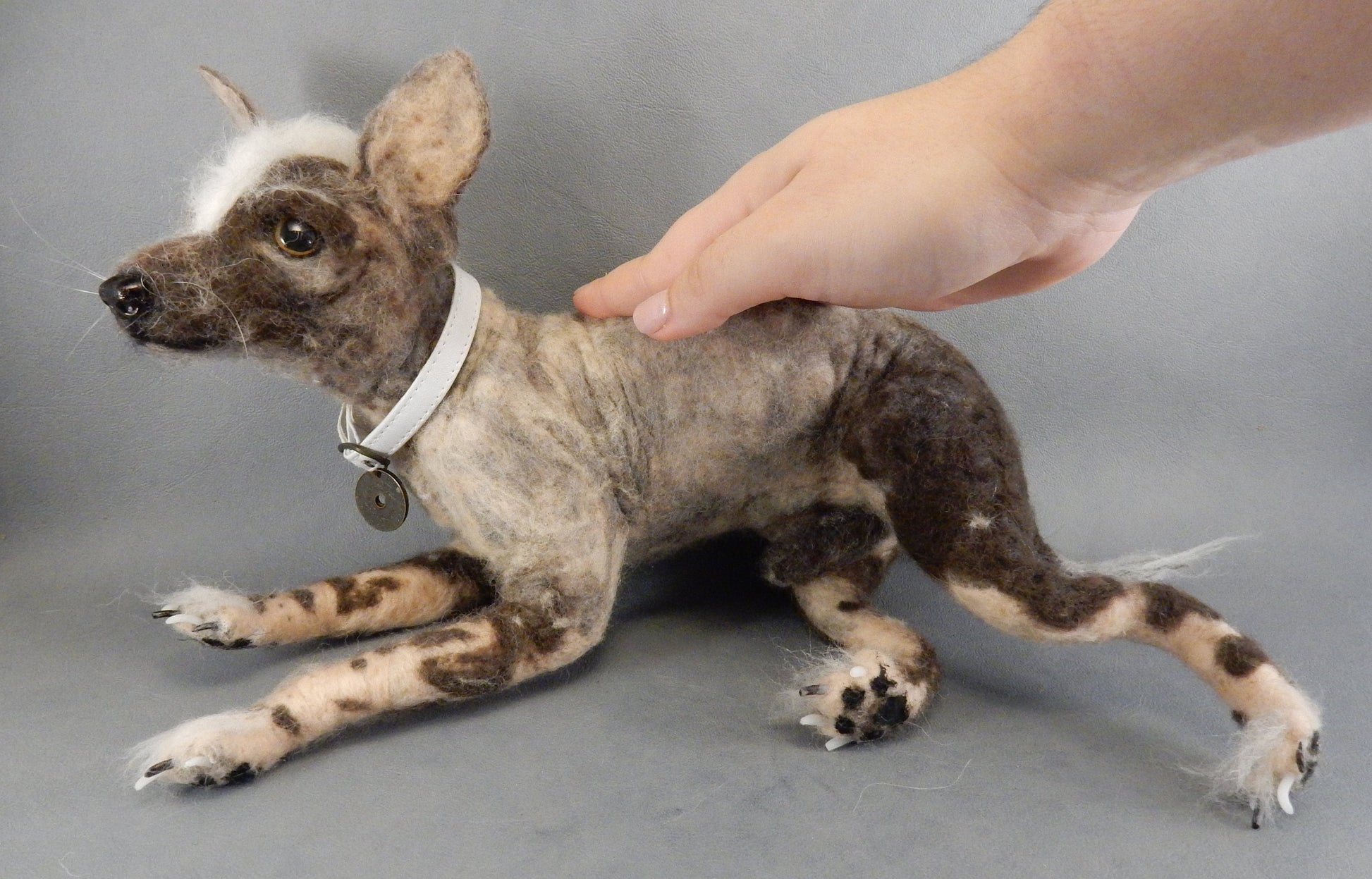 Xolo needle felted dog replica