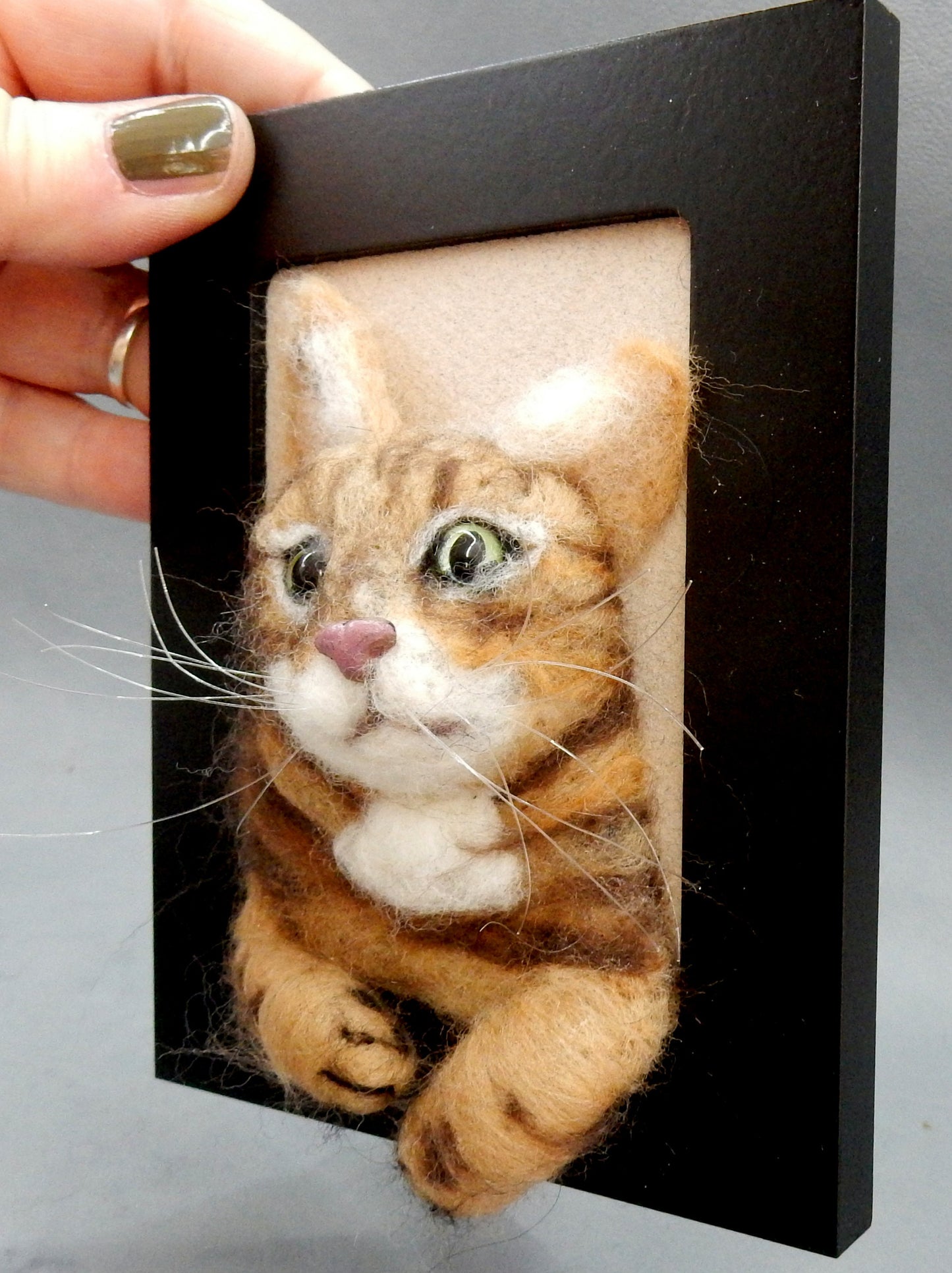 3D cat portrait needle-felted