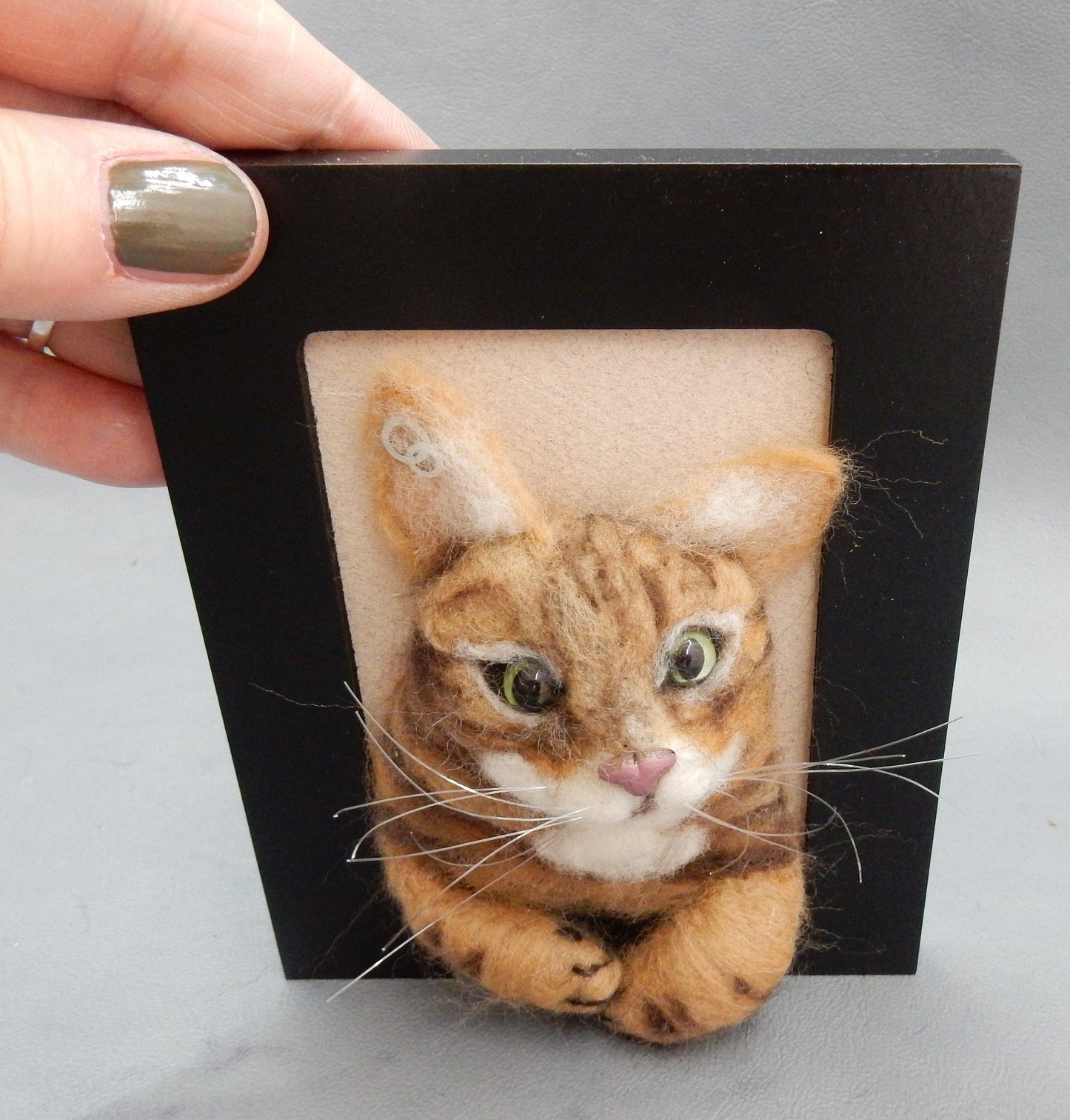 3D cat portrait needle-felted