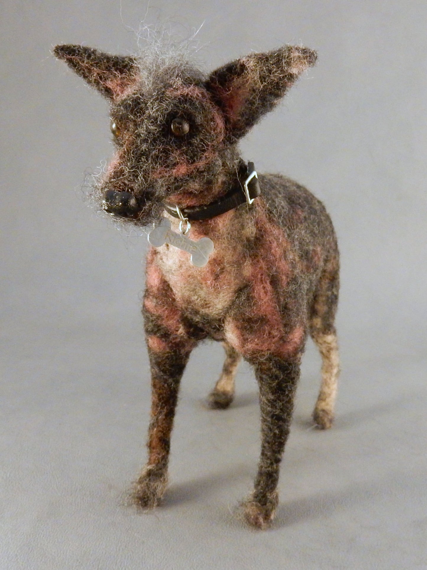  needle-felted dog replica American Hairless Terrier