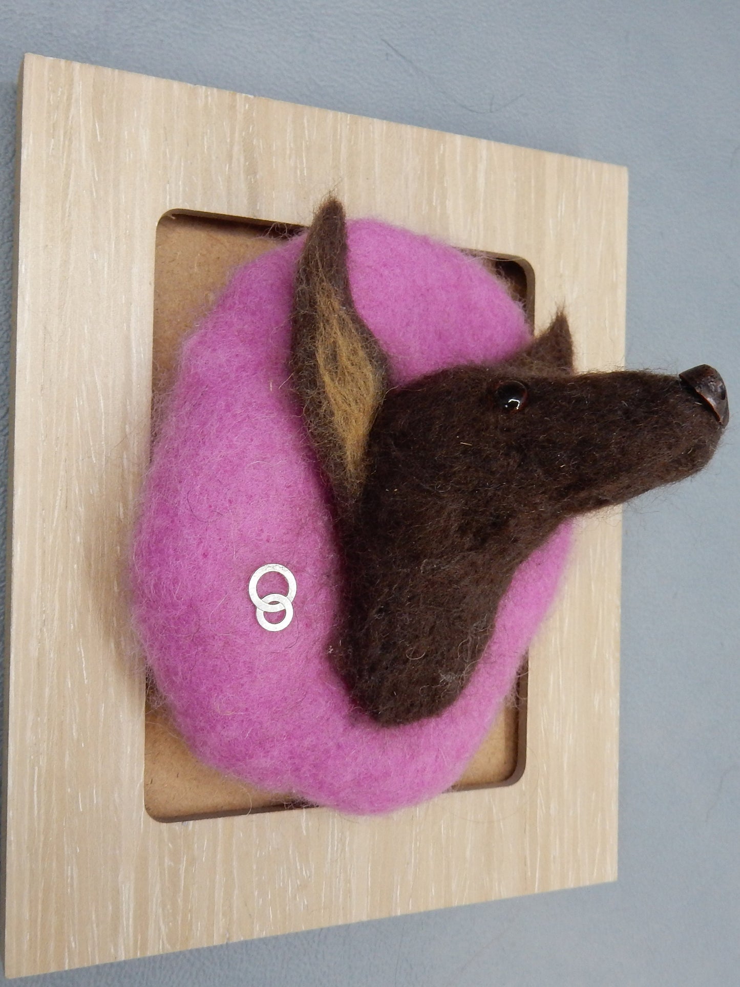 framed needle felted Galgo portrait